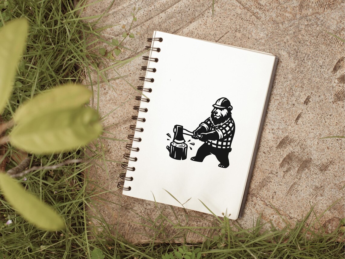 Lumberjack Bear SVG - Wood Chopping Forest Worker Plaid Shirt Logger ...