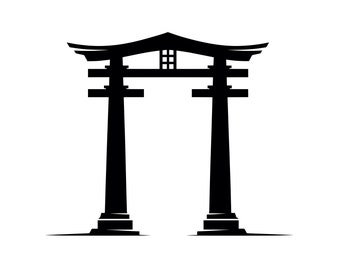 Portão Torii SVG - Portal de Santuário Xintoísta Tradicional Japonês, Arquivo de Corte para Impressão, Download Instantâneo, Uso Comercial, png jpg eps pdf