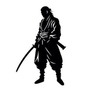 Samurai SVG - Japanese Samurai Warrior Silhouette Clipart Cut File, Instant Download, Commercial Use, svg jpg png eps pdf