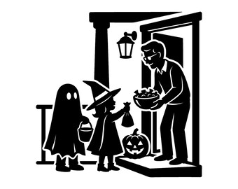 Trick Or Treat SVG - Halloween Kids Spooky Party Ghost Witch Fall Printable Cut File, Instant Download, Commercial Use