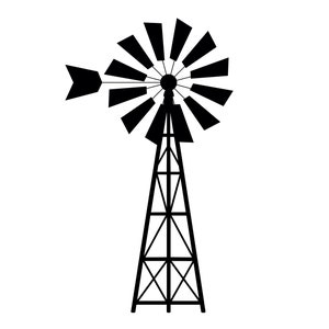 Moinho de vento SVG - Silhueta de moinho de vento de fazenda rural para impressão, arquivo de corte, download instantâneo, uso comercial, svg jpg png eps pdf