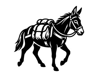 Mule Rearing Svg Pack Mule SVG - Farm Animal Hiking Packhorse Country Life Western Trail ...