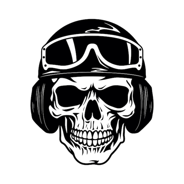 Fighter Pilot Skull SVG - Air Force Military Pilot Skull Silhouette Clipart Cut File, Instant Download, Commercial Use, svg jpg png eps pdf