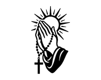 Praying Hands SVG - Christian Faith Rosary Prayer Religion God Bless Printable Cut File, Instant Download, Commercial Use