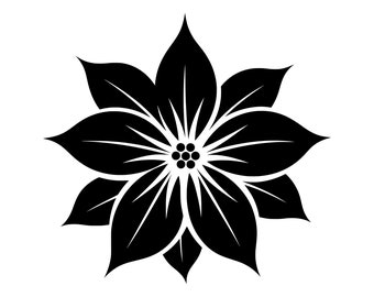 Poinsettia Flower SVG - Decorative Floral Christmas Flower Printable Clip Art Cut File, Instant Download, Commercial Use, png jpg eps pdf