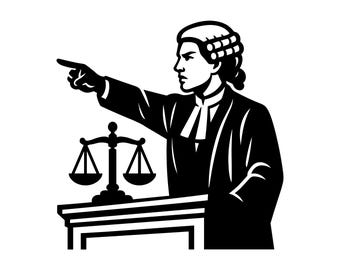 Lawyer Courtroom SVG - Judge Attorney Justice Legal System Trial Lawyer Printable Cut File, Instant Download, Commercial Use