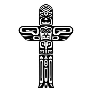 Totem Pole SVG - Indigenous Wood Carving Monument Silhouette Clip Art Cut File, Instant Download, Commercial Use, svg png jpg eps pdf