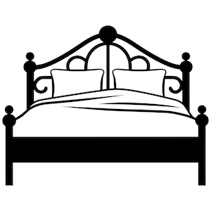 Bed SVG - Queen Size Bed Sleep Rest Silhouette Clip Art Cut File, Instant Download, Commercial Use, svg png jpg eps pdf