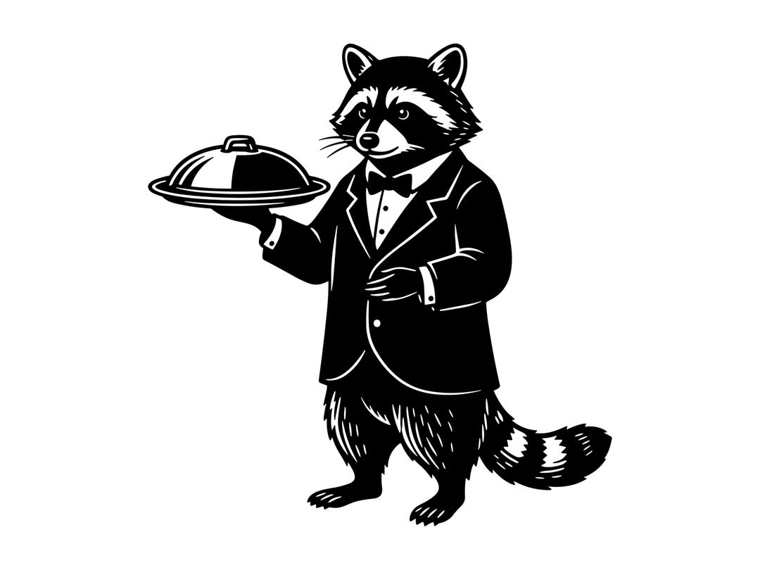 Waiter Raccoon SVG - Fancy Animal Butler Fine Dining Formal Tuxedo ...