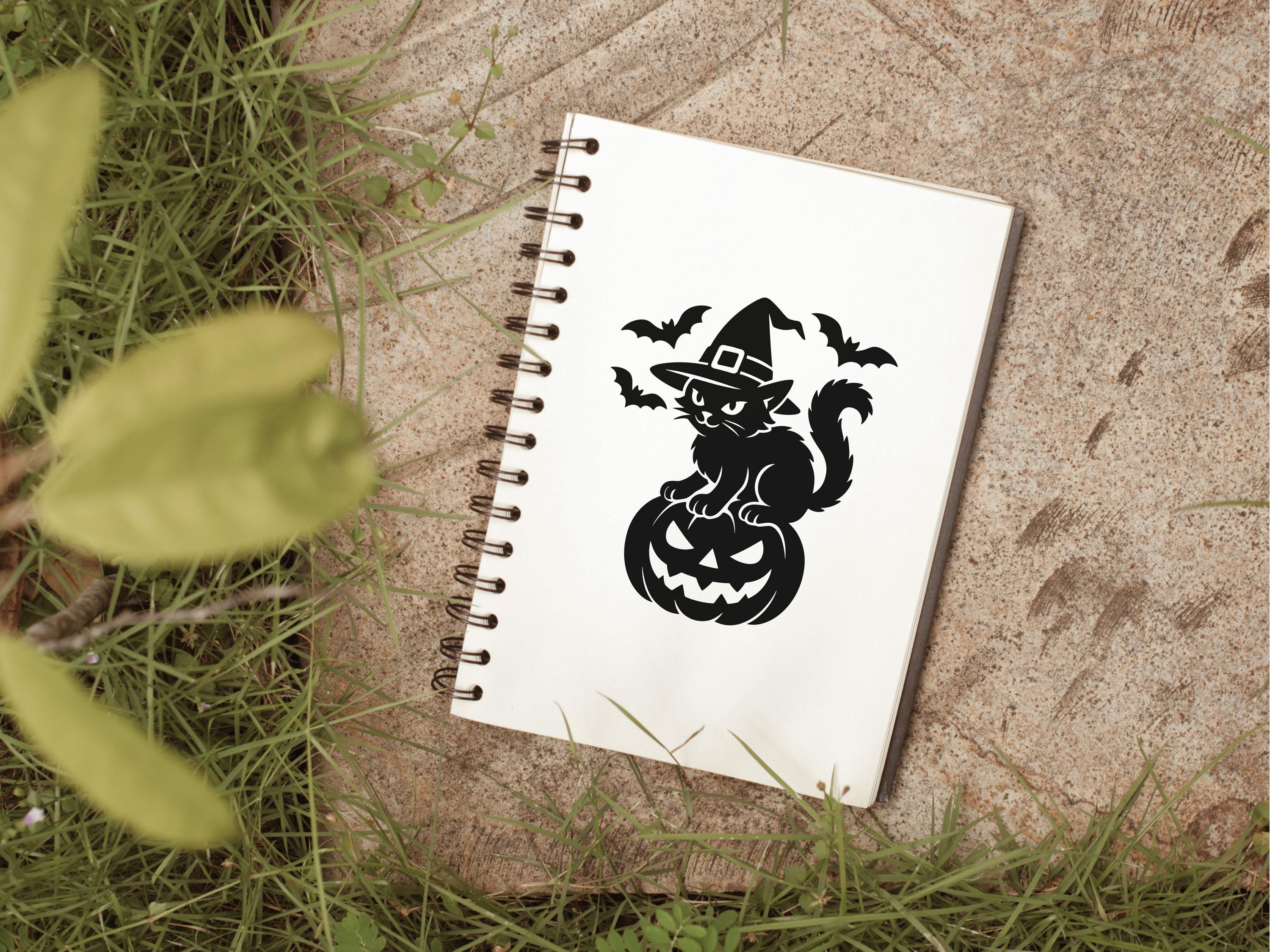 Witch Cat SVG - Halloween Cat Pumpkin Bat Spooky Night Fall Decor ...
