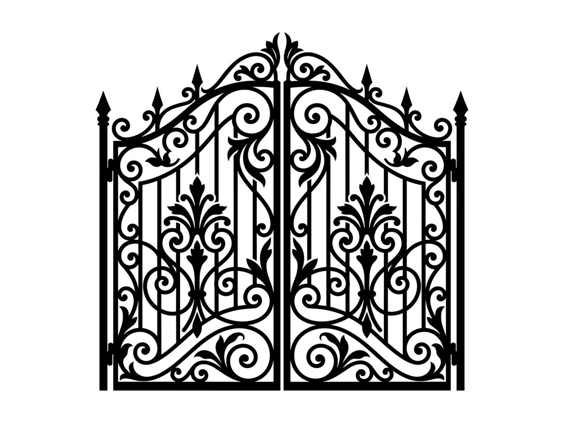 Ornamental Gate SVG - Vintage Iron Fence Decorative Garden Entry Gate ...