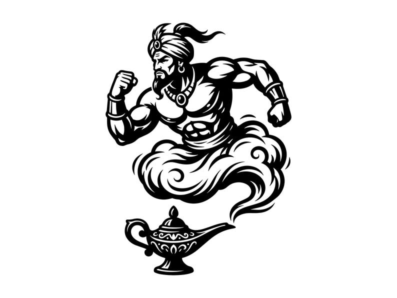 Genie SVG - Magic Lamp Mythical Spirit Arabian Nights Fantasy Character ...