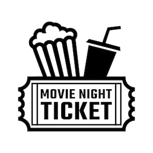 Movie Ticket SVG - Movie Night Cinema Film Theater Pass Printable Clip Art Cut File, Instant Download, Commercial Use, svg png jpg eps pdf