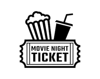 Biobiljett SVG - Filmkväll Bio Film Teaterpass Utskrivbar Clip Art Klippfil, Omedelbar Nedladdning, Kommersiellt Bruk, svg png jpg eps pdf