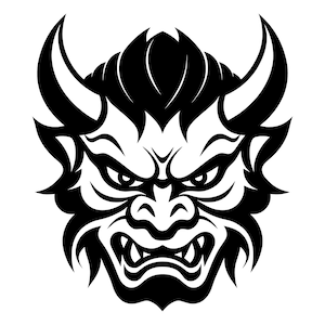 Oni Mask SVG - Japanese Spirit Demon Face Mask Printable Clip Art Cut File, Instant Download, Commercial Use, svg png jpg eps pdf