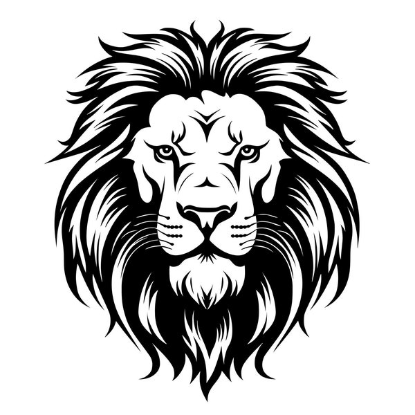 Lion Head SVG, Lion Silhouette, Lion Head Clipart, Lion Cut File, Lion Design, Lion Head Outline, Lion Artwork, Printable, Commercial Use