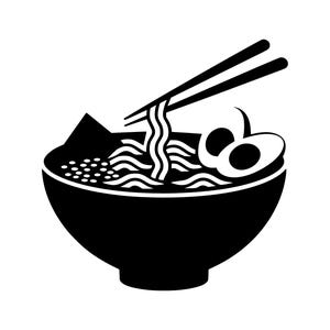 Bol de ramen SVG - nouilles ramen, cuisine japonaise, cuisine asiatique, fichier de coupe imprimable clipart, téléchargement immédiat, usage commercial, png jpg eps pdf