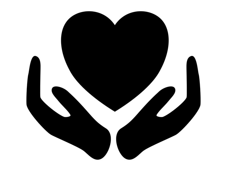 Caring Hands SVG Hands and Heart Silhouette Kindness Clip Etsy