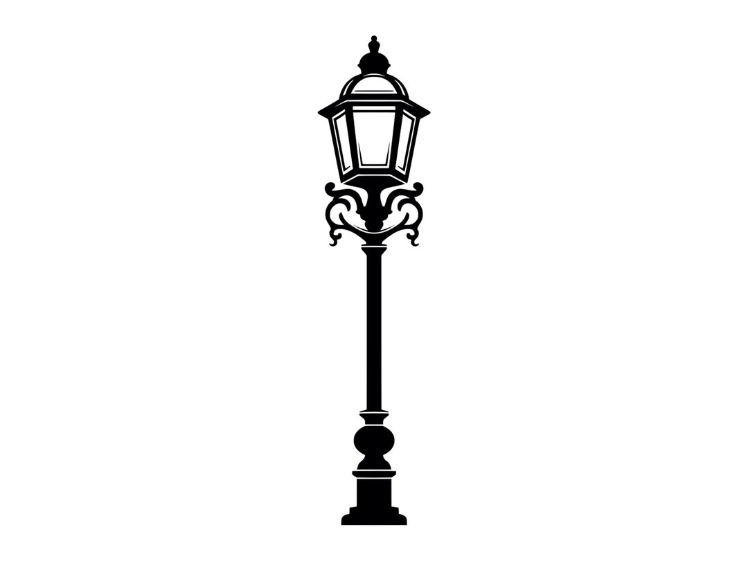 Lamp Post SVG Vintage Victorian Street Lamp Park Light Printable Clip ...
