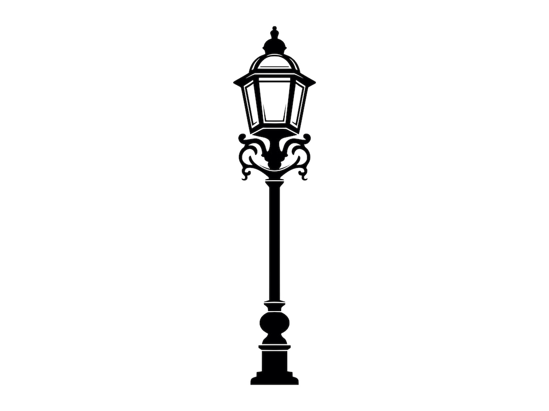 Lamp Post SVG Vintage Victorian Street Lamp Park Light Printable Clip ...