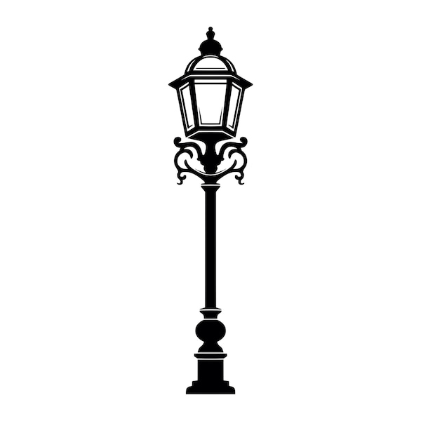 Lamp Post SVG - Vintage Victorian Street Lamp Park Light Printable Clip Art Cut File, Instant Download, Commercial Use, svg jpg png eps pdf