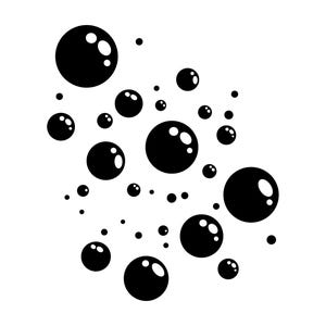 Op de afbeelding: Zwart-witte illustratie van een cluster van bubbels in verschillende groottes.