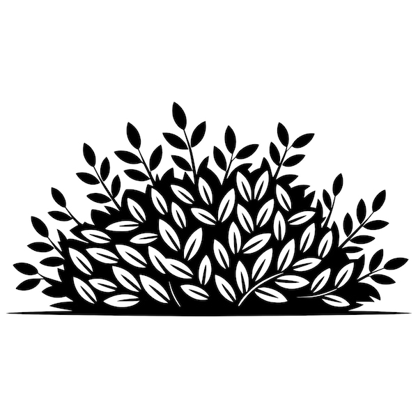 Buisson feuillu SVG - plante arbuste jardin feuillage Nature haie imprimable clip art couper fichier, téléchargement immédiat, usage commercial, svg png jpg eps pdf