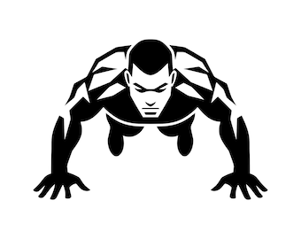 Pushups SVG - Fitness Gym Workout Body Building Exercise Printable Clip Art Cut File, Instant Download, Commercial Use, svg png jpg eps pdf
