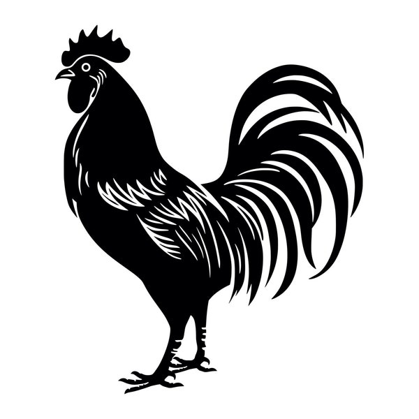 Rooster SVG - Chicken Poultry Bird Farm Animal Silhouette Clip Art Cut File, Instant Download, Commercial Use, svg png jpg eps pdf