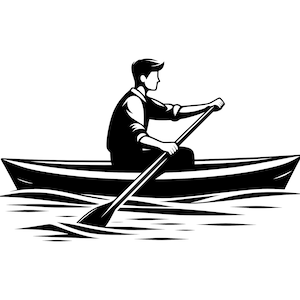 Man in Boat SVG - Paddle Boat Rowboat Canal Ocean Silhouette Clip Art Cut File, Instant Download, Commercial Use, svg png jpg eps pdf