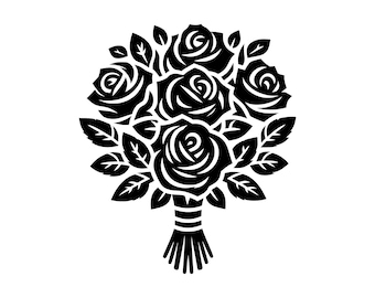 Roses SVG - Rose Bouquet Floral Romantic Valentines Flowers Printable Clip Art Cut File, Instant Download, Commercial Use, png jpg eps pdf