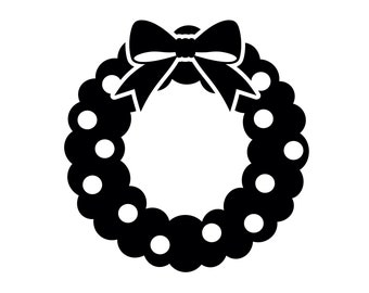 Christmas Wreath SVG - Christmas Decoration Pine Wreath Silhouette Clip Art Cut File, Instant Download, Commercial Use, svg png jpg eps pdf