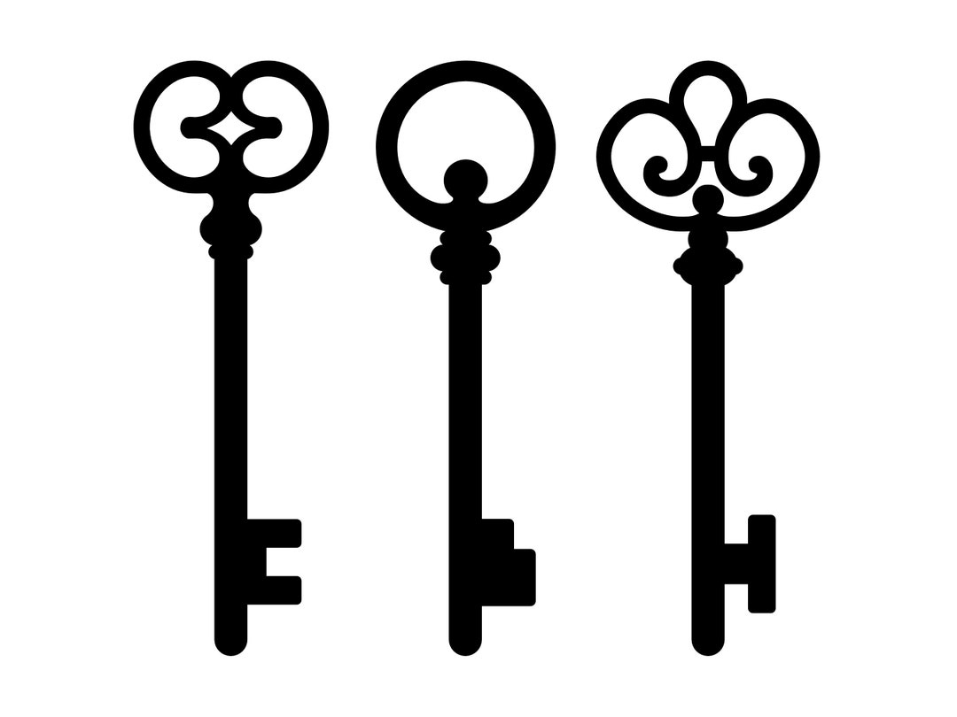 Vintage Keys SVG Pack - Old Fashion Fancy Antique Keys Silhouette ...