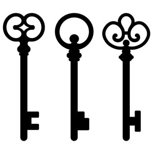 Paquete SVG de llaves antiguas: siluetas de llaves antiguas de estilo antiguo, descarga instantánea, uso comercial