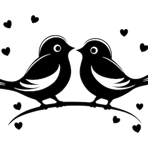 Love Birds SVG - Saint Valentin oiseau Couple Silhouette Clip Art couper fichier, téléchargement immédiat, usage commercial, svg png jpg eps pdf