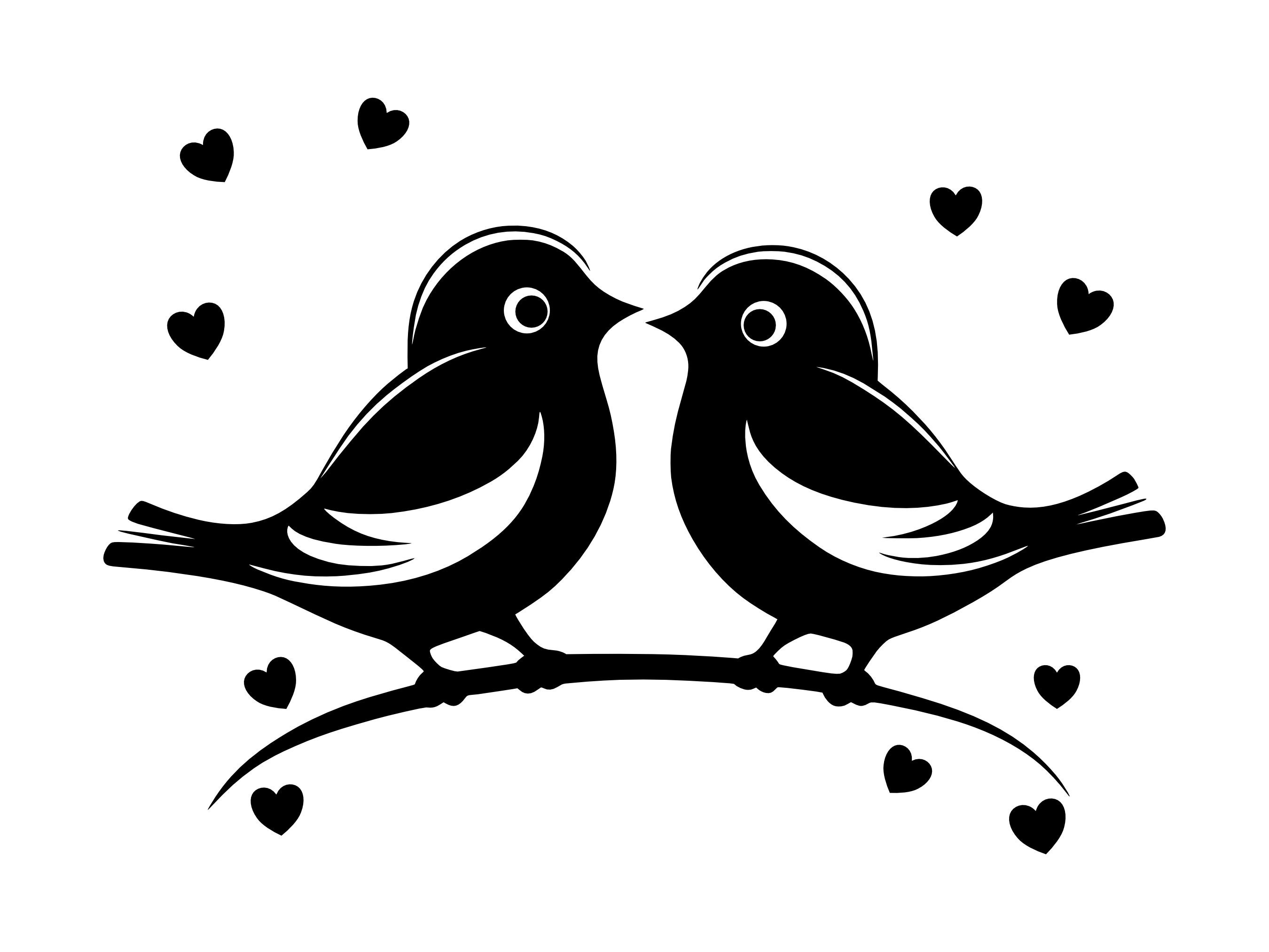 Love Birds Clipart Black And White