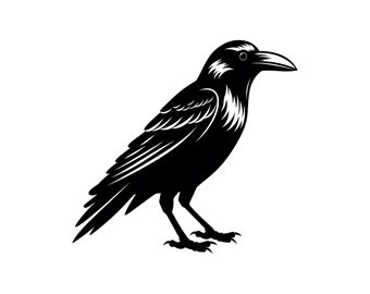 Raven SVG - Crow Black Bird Halloween Animal Silhouette Clipart Cut File, Instant Download, Commercial Use, svg jpg png eps pdf