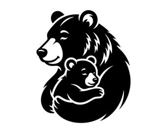 Mama Bear Cub SVG - Motherhood Nursery Decor Wildlife Cute Animal Printable Cut File, Instant Download, Commercial Use