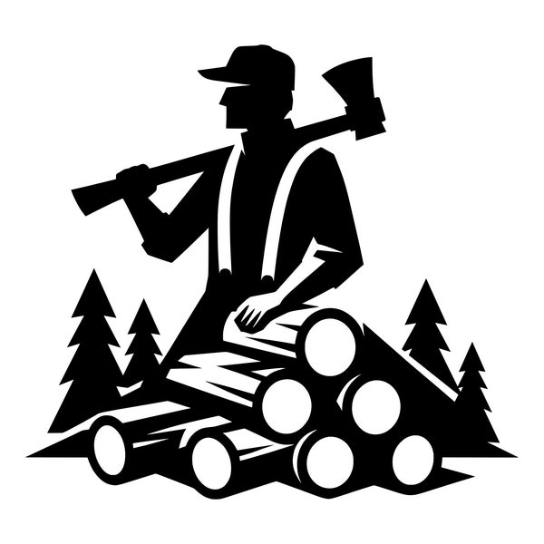Lumberjack SVG - Wood Chop Logger Lumberman Arborist Axe Printable Clip Art Cut File, Instant Download, Commercial Use, svg png jpg eps pdf