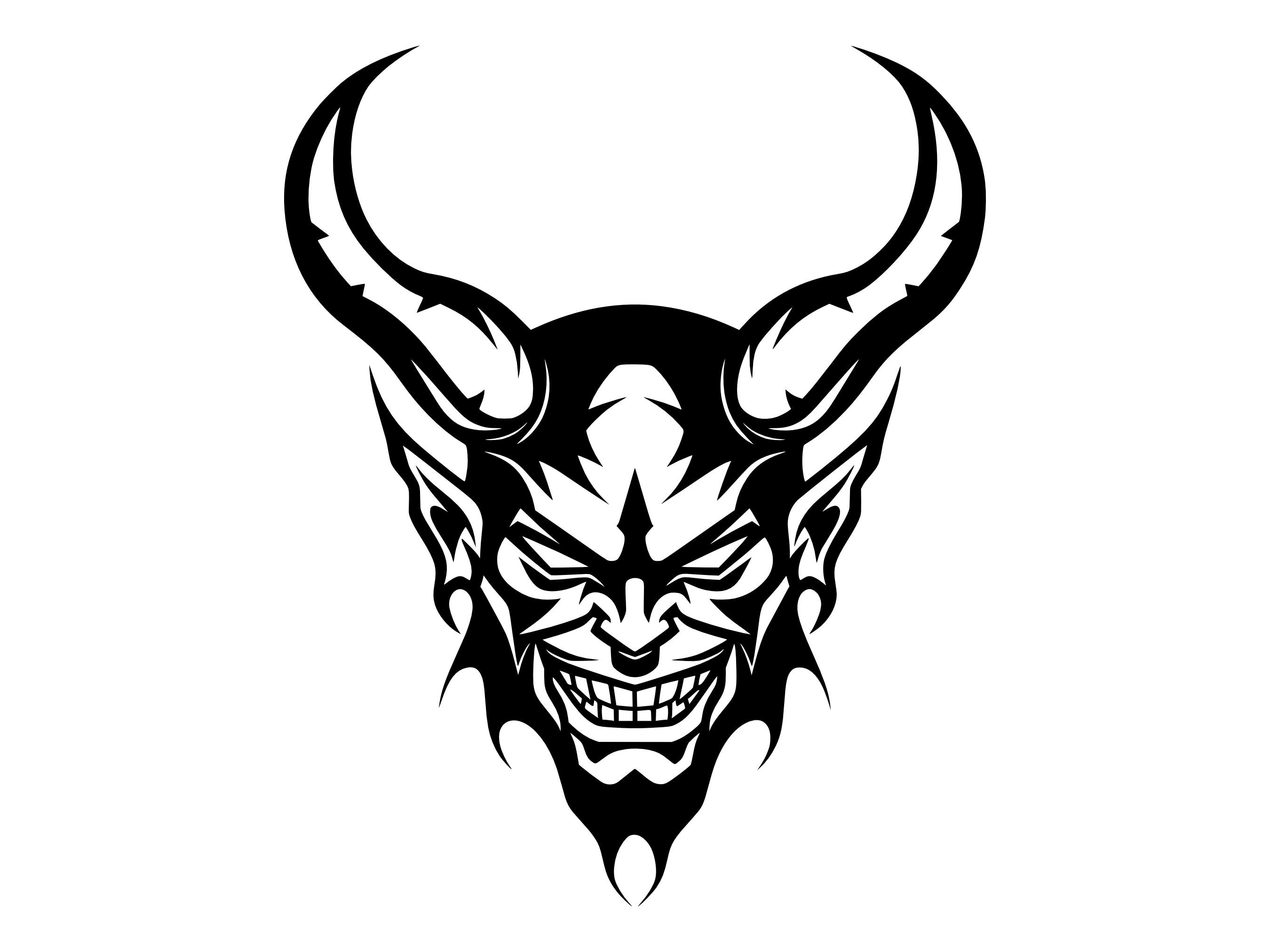 Demon SVG - Devil Horned Monster Dark Fantasy Horror Printable