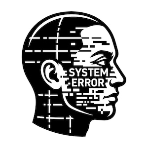 System Error SVG - Glitch Art Tech Cyber Human Mind Robot Printable Cut File, Instant Download, Commercial Use