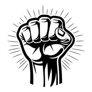 Raised Fist SVG - Clenched Protest Riot Fist Silhouette Clip Art Cut File, Instant Download, Commercial Use, svg png jpg eps pdf