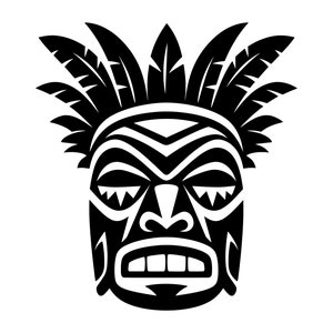 Masque Tiki SVG - Tiki visage en bois île tropicale masque Silhouette Clip Art couper fichier, téléchargement immédiat, usage commercial, svg png jpg eps pdf
