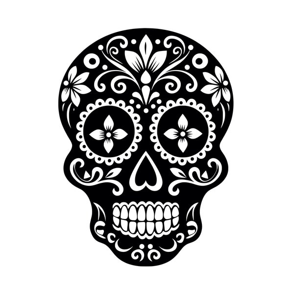 Sugar Skull SVG - Calavera Day of the Dead Silhouette Clipart Cut File, Instant Download, Commercial Use, svg jpg png eps pdf