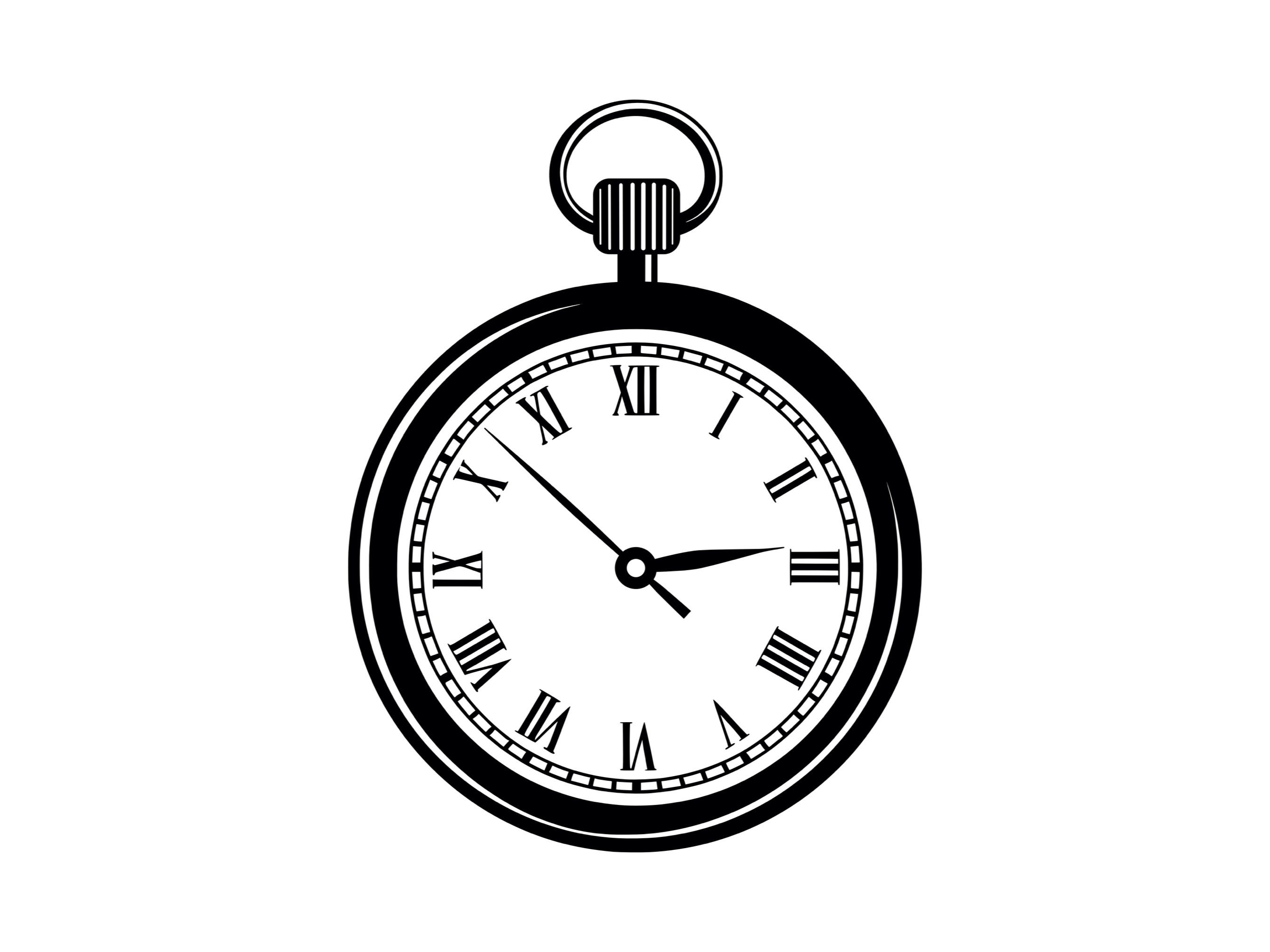 Pocket Watch Tattoo Stencil