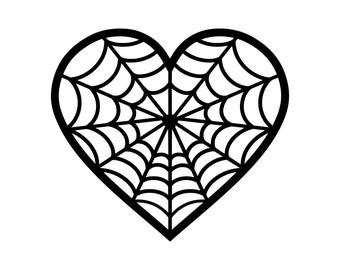 Spinnennetz Herz SVG - Liebe Herz Gothic Spinnennetz Silhouette Clip Art Schnitt Datei, Sofort Download, kommerzielle Nutzung, svg png jpg eps pdf