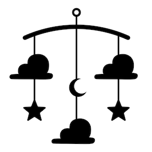 Baby Crib Mobile SVG, cot toy silhouette, new born nursery clipart, cot mobile cut file, crib toy PNG, cot hanger outline, crib hanger JPG