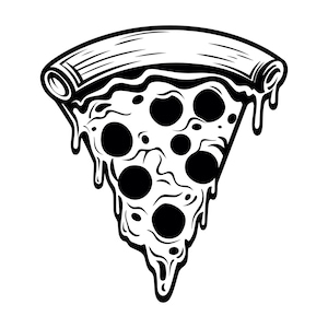 Pizza Slice SVG - Pepperoni Melting Cheese Pizza Junk Food Printable Clip Art Cut File, Instant Download, Commercial Use