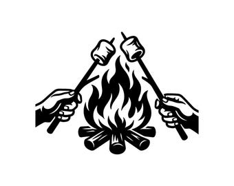 Roasting Marshmallows SVG - Campfire Summer Camp Outdoors Smores Bonfire Printable Cut File, Instant Download, Commercial Use