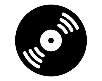 May include: A black vinyl record with a white label and grooves. The record is a popular format for music.